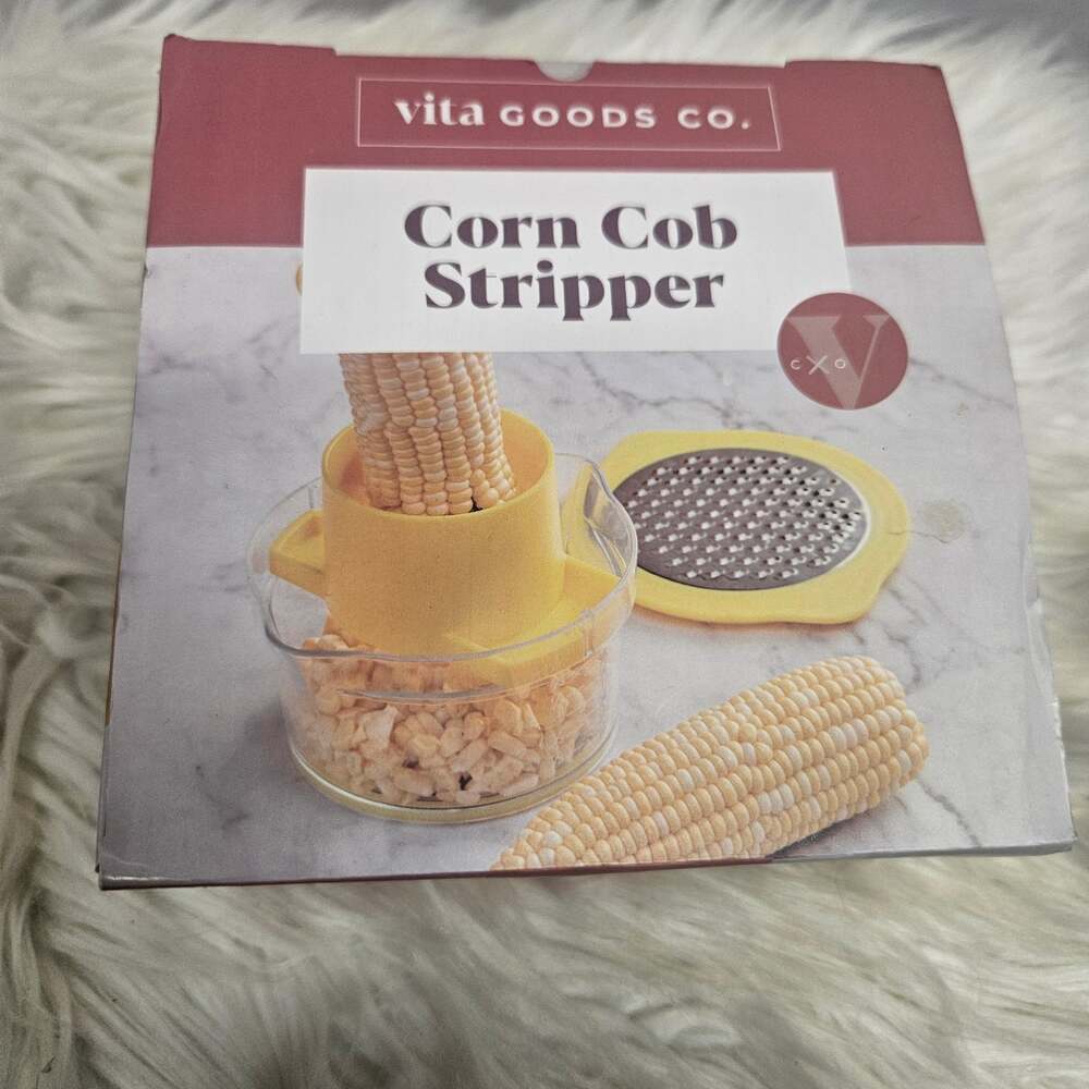Vita Goods Co. Corn Cob Stripper Kitchen Gadget Yellow Less Mess Tool with Box